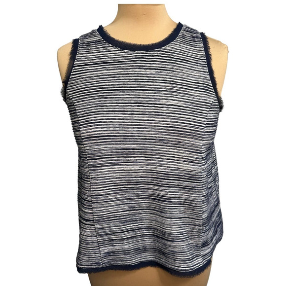 Vanessa Virginia by Anthropologie Navy and White Crew Neck Tank Top, Size M - Picture 1 of 6